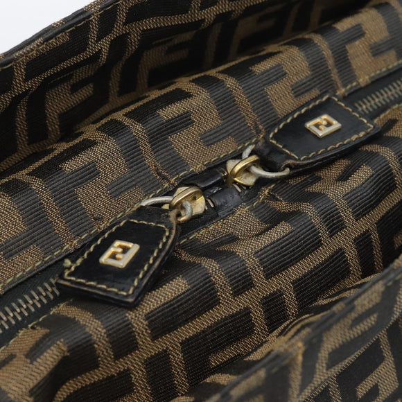 FENDI Zucca Canvas Hand Bag Brown Black Auth 196063