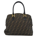 FENDI Zucca Canvas Hand Bag Brown Black Auth 196063-13