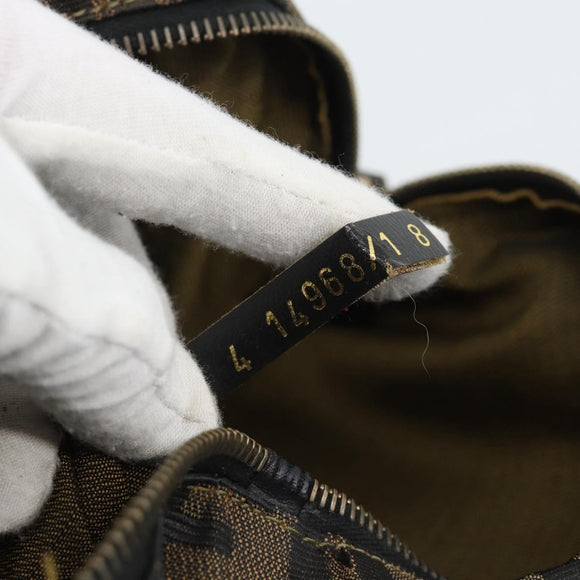 FENDI Zucca Canvas Hand Bag Brown Black Auth 196063