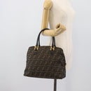 FENDI Zucca Canvas Hand Bag Brown Black Auth 196063-24