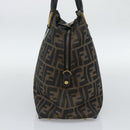 FENDI Zucca Canvas Hand Bag Brown Black Auth 196063-3