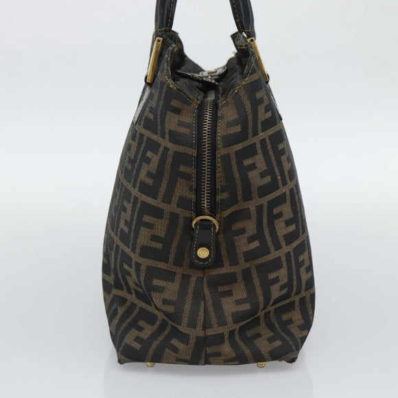 FENDI Zucca Canvas Hand Bag Brown Black Auth 196063