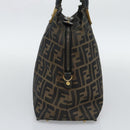 FENDI Zucca Canvas Hand Bag Brown Black Auth 196063-4