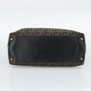 FENDI Zucca Canvas Hand Bag Brown Black Auth 196063-5