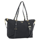 PRADA Tote Bag Nylon 2way Black Gold Auth 196064-1