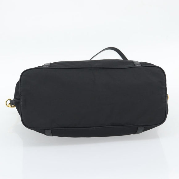 PRADA Tote Bag Nylon 2way Black Gold Auth 196064