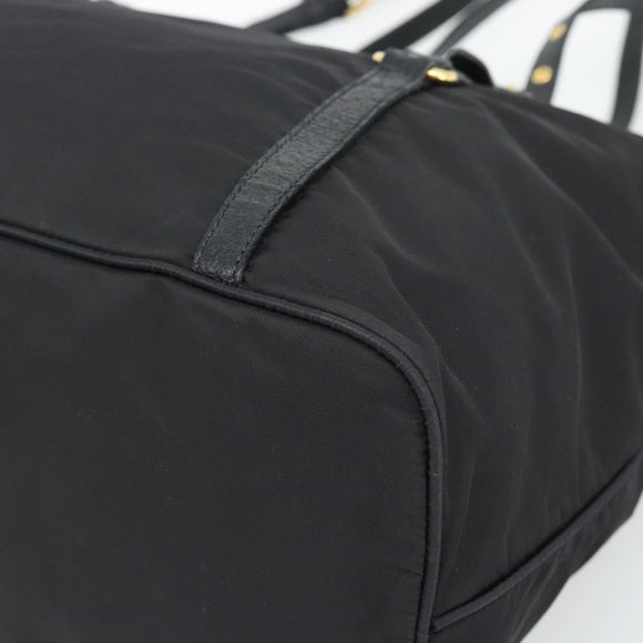 PRADA Tote Bag Nylon 2way Black Gold Auth 196064