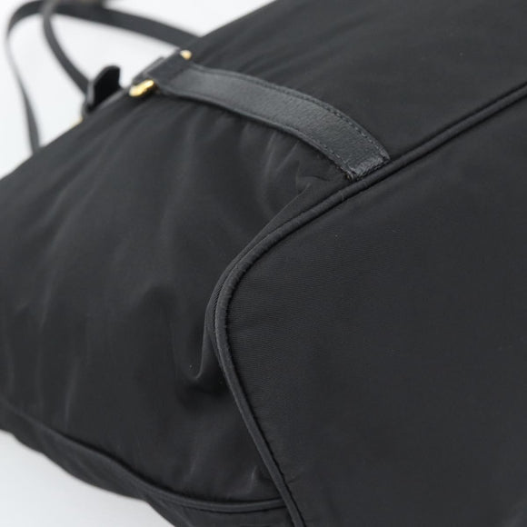 PRADA Tote Bag Nylon 2way Black Gold Auth 196064