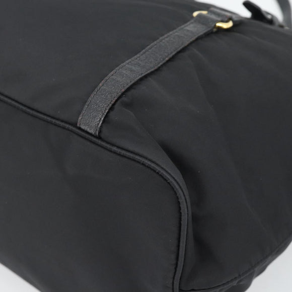 PRADA Tote Bag Nylon 2way Black Gold Auth 196064