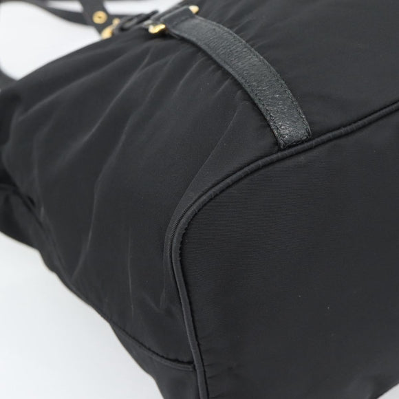 PRADA Tote Bag Nylon 2way Black Gold Auth 196064