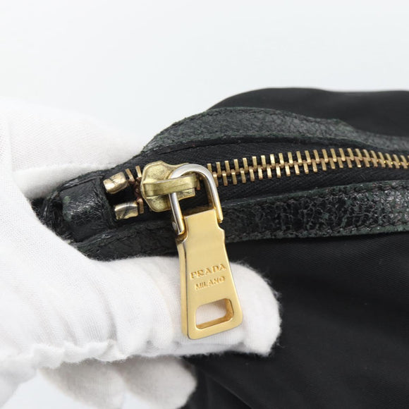 PRADA Tote Bag Nylon 2way Black Gold Auth 196064