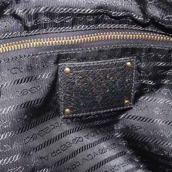 PRADA Tote Bag Nylon 2way Black Gold Auth 196064