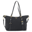 PRADA Tote Bag Nylon 2way Black Gold Auth 196064-13
