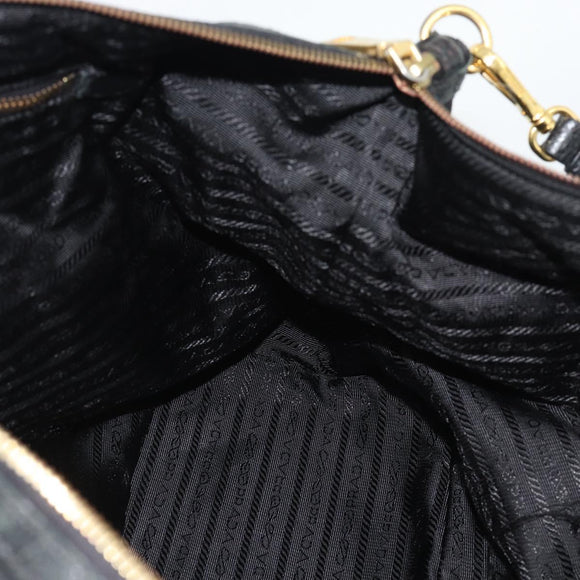 PRADA Tote Bag Nylon 2way Black Gold Auth 196064