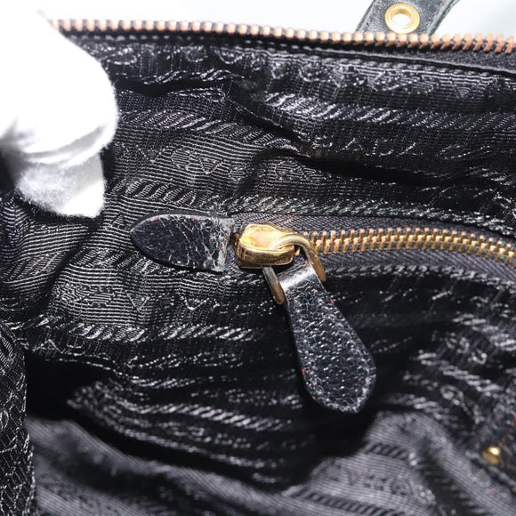 PRADA Tote Bag Nylon 2way Black Gold Auth 196064
