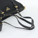 PRADA Tote Bag Nylon 2way Black Gold Auth 196064-7
