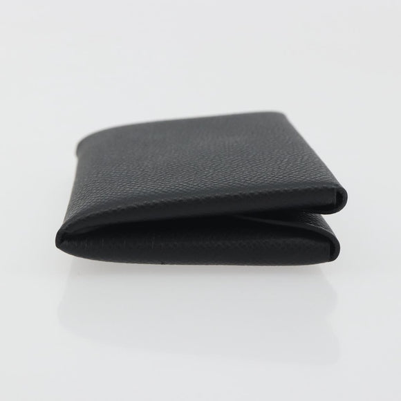 HERMES Calvi Duo Coin Purse Leather Black Silver Auth 196067V