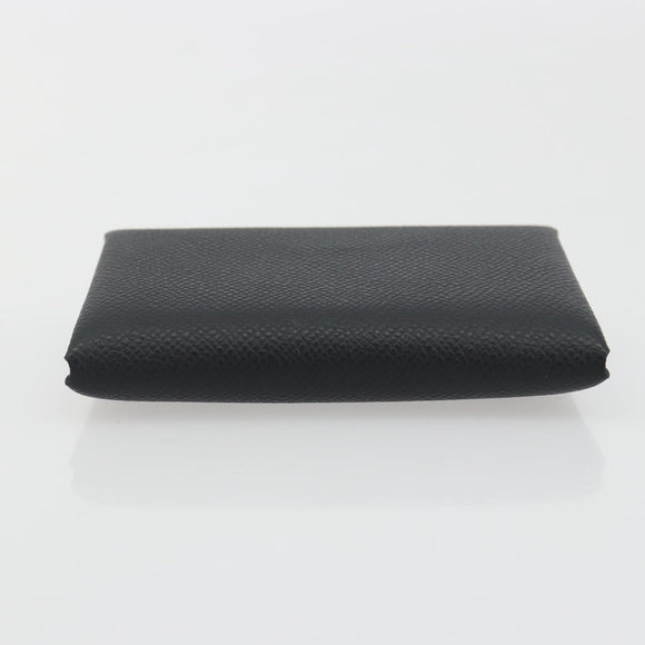 HERMES Calvi Duo Coin Purse Leather Black Silver Auth 196067V