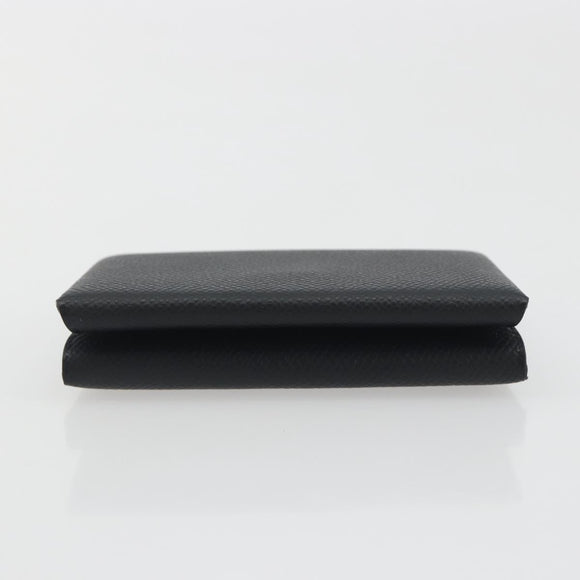 HERMES Calvi Duo Coin Purse Leather Black Silver Auth 196067V