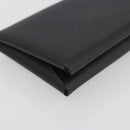 HERMES Calvi Duo Coin Purse Leather Black Silver Auth 196067V-9