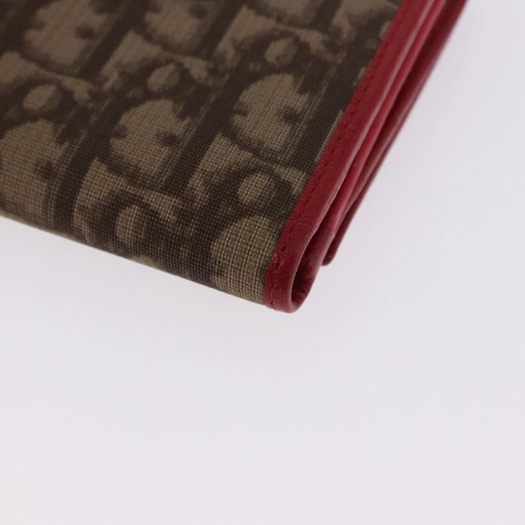 Christian Dior Trotter Canvas Compact Wallet PVC Beige Silver Auth 196069V