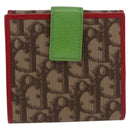 Christian Dior Trotter Canvas Compact Wallet PVC Beige Silver Auth 196069V-2