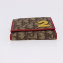 Christian Dior Trotter Canvas Compact Wallet PVC Beige Silver Auth 196069V-6