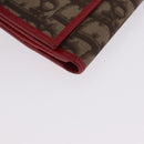 Christian Dior Trotter Canvas Compact Wallet PVC Beige Silver Auth 196069V-7