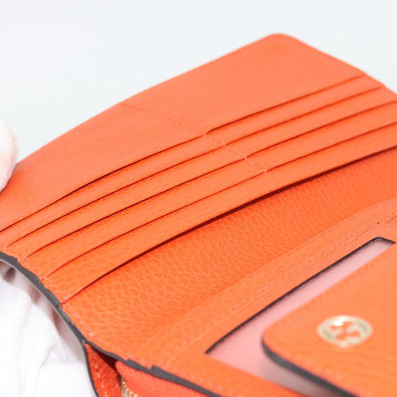 GUCCI Long Wallet Leather Outlet Orange 449397 Auth 196071A
