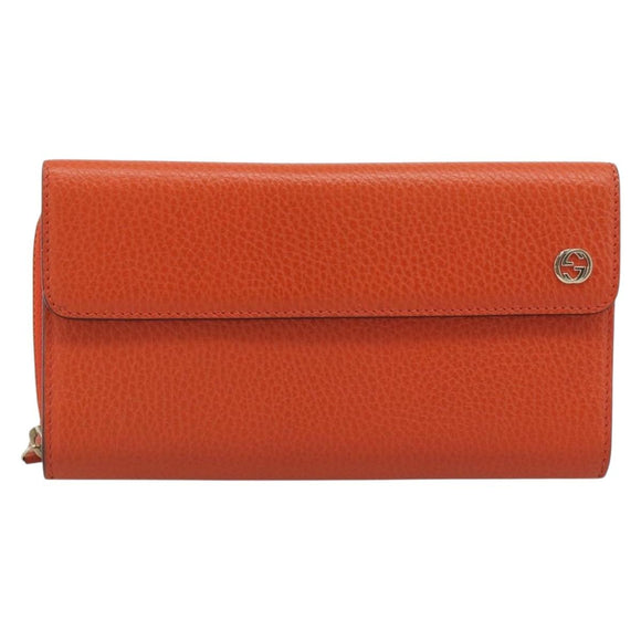 GUCCI Long Wallet Leather Outlet Orange 449397 Auth 196071A
