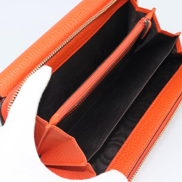GUCCI Long Wallet Leather Outlet Orange 449397 Auth 196071A