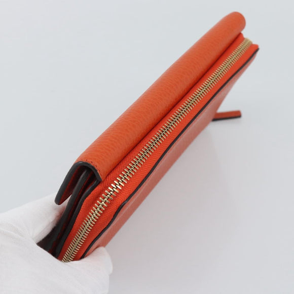 GUCCI Long Wallet Leather Outlet Orange 449397 Auth 196071A