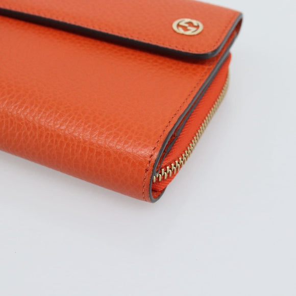 GUCCI Long Wallet Leather Outlet Orange 449397 Auth 196071A