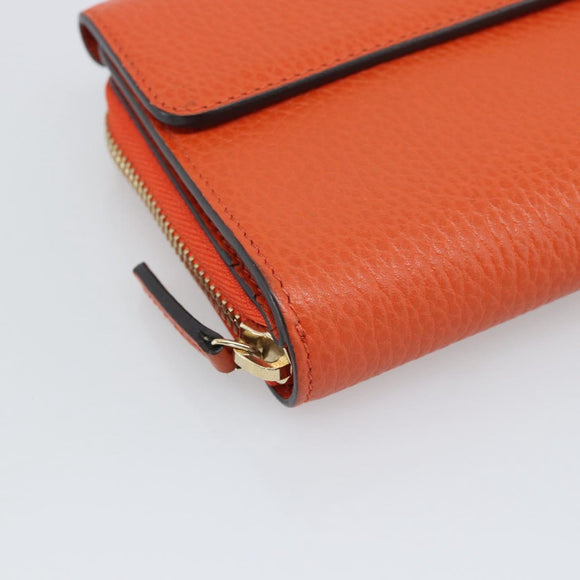GUCCI Long Wallet Leather Outlet Orange 449397 Auth 196071A