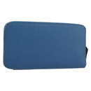 HERMES Azap Silk In Wallet Leather Blue Silver Auth 196072M-1