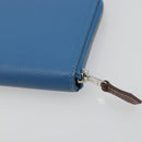 HERMES Azap Silk In Wallet Leather Blue Silver Auth 196072M-15