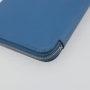 HERMES Azap Silk In Wallet Leather Blue Silver Auth 196072M-16
