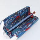 HERMES Azap Silk In Wallet Leather Blue Silver Auth 196072M-9