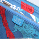 HERMES Azap Silk In Wallet Leather Blue Silver Auth 196072M-18