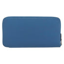 HERMES Azap Silk In Wallet Leather Blue Silver Auth 196072M-13