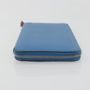 HERMES Azap Silk In Wallet Leather Blue Silver Auth 196072M-3