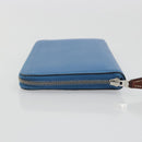 HERMES Azap Silk In Wallet Leather Blue Silver Auth 196072M-4