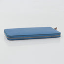 HERMES Azap Silk In Wallet Leather Blue Silver Auth 196072M-5
