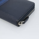PRADA Long Wallet Safifano leather Navy Silver Auth 196073A-15
