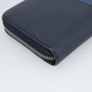 PRADA Long Wallet Safifano leather Navy Silver Auth 196073A-16