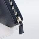 PRADA Long Wallet Safifano leather Navy Silver Auth 196073A-8