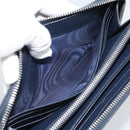 PRADA Long Wallet Safifano leather Navy Silver Auth 196073A-19