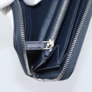 PRADA Long Wallet Safifano leather Navy Silver Auth 196073A-20