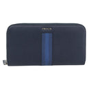 PRADA Long Wallet Safifano leather Navy Silver Auth 196073A-13
