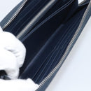 PRADA Long Wallet Safifano leather Navy Silver Auth 196073A-23